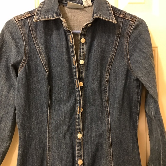 Vintage Jeanology Maxi Denim Dress Size  Small Gently used Buttons up Size 6P - Picture 4 of 12